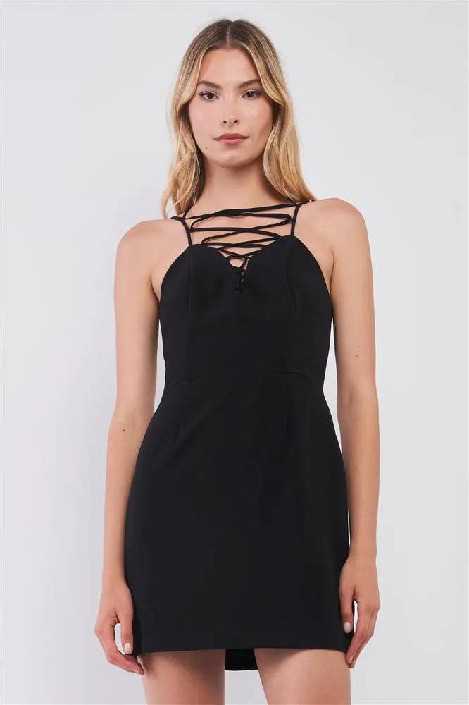 Black corset-tie mini