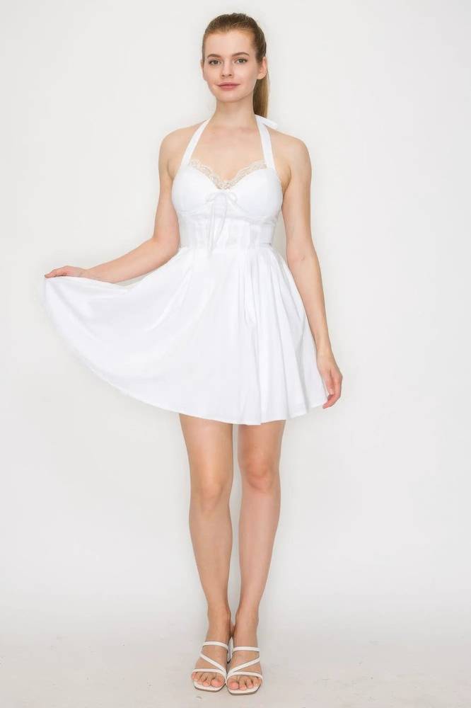 Ribbon-tie corset dress