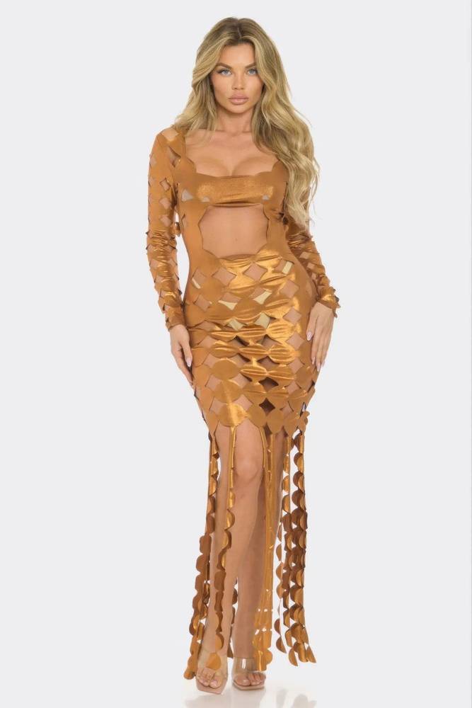 Metallic cut-out maxi